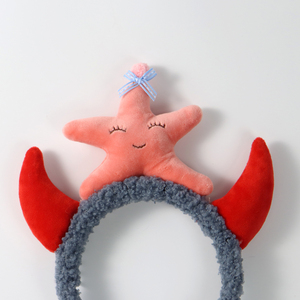 بالجملة مخصص الكرتون لطيف أفخم نجم البحر الشيطان عقال النسيج عصابة شعر حديقة الأطفال الملونة - Product Image 2