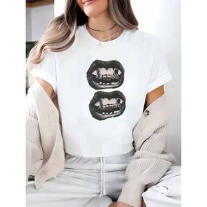 Blusa/<span class=keywords><strong>Camiseta</strong></span> <span class=keywords><strong>de</strong></span> <span class=keywords><strong>Mujer</strong></span> con Doble Abertura, Diseño Personalizado, Anti-Pilling, Ecológica, Ajustada, con Estampado <span class=keywords><strong>de</strong></span> Dibujos Animados - Product Image 1