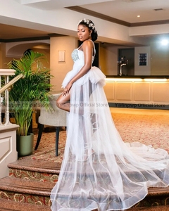 High Low Wedding <strong>Dresses</strong> Bride Robe Spaghetti <strong>Corset</strong> <strong>Tutu</strong> Skirt Rhinestone Africa Women Bridal Shower <strong>Dress</strong> Customized - Product Image 6