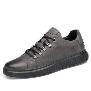 Sneakers en cuir véritable pour hommes, grande taille, noires, décontractées, tendance, chaussures en cuir véritable - Product Image 2