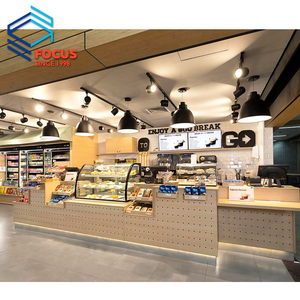 Hot sell wooden showcase cabinets supermarket display shelf rack bakery display counters for duty free shop fittings
