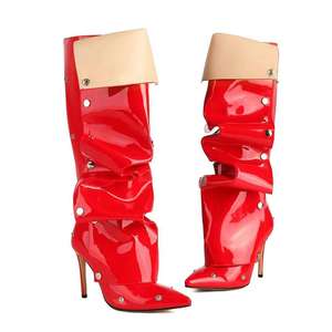 Nouvelle couleur mode bout pointu boucle Stiletto chaussures amovibles transformateur sur les bottes au genou cuissardes femmes bottes - Product Image 4