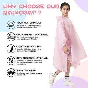 Impermeable Ligero, Duradero y Reutilizable de EVA con Capucha <span class=keywords><strong>para</strong></span> Niños, <span class=keywords><strong>para</strong></span> Senderismo y Viajes - Product Image 6