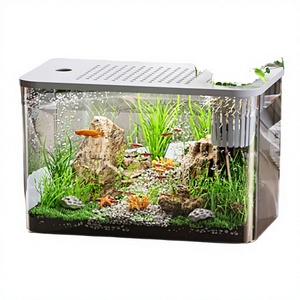 Lightweight PET Modern Square <b>Box</b> Desktop Fish Bowl 1-3 Gallon <b>Small</b> Aquarium for Betta Wide Mouth Easy Cleaning Low Maintenance - Product Image 3