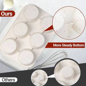 MUYULINS factory can customize 6-<b>cup</b> LFGB non-stick BPA-free <b>large</b> silicone brownie cupcake tray muffin cake mold - Product Image 5