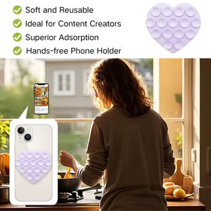 Tapis à ventouse en silicone double face en forme de cœur Support pour téléphone portable Support pour téléphone portable pour selfies et vidéos - Product Image 3