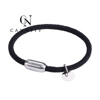 Milan Fil Corde Bracelet En Acier Inoxydable Noir Métal Hommes Femmes Multicolore Couple Main Bracelets Bijoux