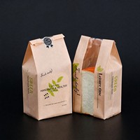 Sac en papier kraft brun de qualité alimentaire avec fenêtre pour pop-corn, pain, poulet rôti, beurre, pour plats à emporter sans poignées