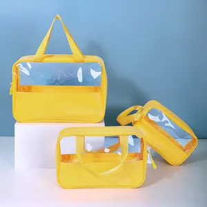 Sacos organizadores transparentes para maquiagem, sacos impermeáveis de plástico transparente para organizar cosméticos