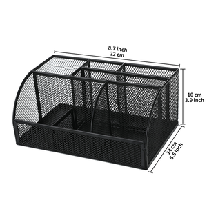 منظم مكتب شبكي أسود بـ 7 أقسام على شكل مثلث متين، حامل أقلام، منظم أدوات مكتبية للمكتب مع خيار وضع شعار مخصص - Product Image 3