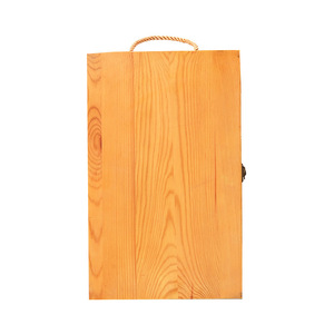 Caja de vino de madera de pino, caja de regalo de madera maciza para dos botellas, hecha a mano, rectangular, 10 pulgadas de alto, para embalaje de vino, uso artesanal - Product Image 3