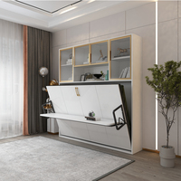 Lit mural électrique invisible moderne de luxe, quincaillerie, rabattable latéralement, bureau pliant Murphy, armoire intégrée pour petits appartements