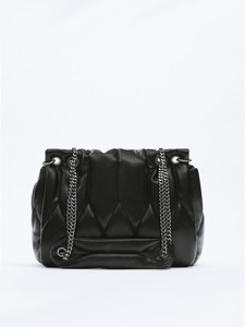 <span class=keywords><strong>Borsa</strong></span> a tracolla da donna con filo trapuntato borsetta rocciosa di grande capacità <span class=keywords><strong>nera</strong></span> morbida imbottita con patta in pelle sintetica catenina a tracolla <span class=keywords><strong>borsa</strong></span> a tracolla - Product Image 2