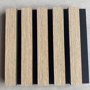 Panneau acoustique en bois à lattes 3D - MDF Chêne Noyer Bois Intérieur Revêtement mural intérieur Décoration rainurée Planche avec feutre plat - Product Image 3