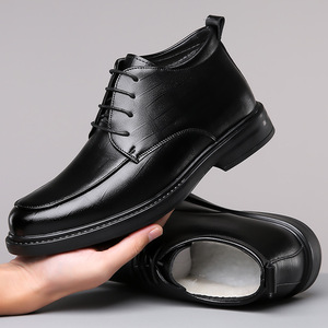 Zapatos informales de negocios para hombre, color negro, suela gruesa, forro polar, zapatos de cuero cálidos para invierno, talla para adultos 9022 - Product Image 3