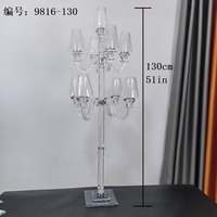 Lampe de bureau créative de luxe léger, type bougeoir coupe-vent, chandelier en verre cristal transparent à tête unique pour table de mariage