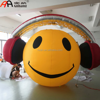 AnHang Casque audio gonflable géant personnalisé en forme de visage souriant, accessoire publicitaire pour événements musicaux, clubs et centres commerciaux