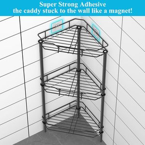 Bathroom Corner Shelf 3 Tier Triangular Storage Rack Black Freestanding Multi Layer Organizer For Bathroom Shower - Product Image 2