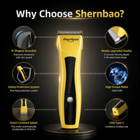 Tondeuse électrique sans fil pour animaux Shernbao PGC-538, tondeuse à poils pour chien à faible bruit, tondeuse à poils pour animaux 4 en 1, lame de toilettage pour animaux