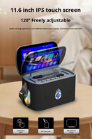 Máquina de Karaoke con Pantalla Táctil, Altavoz Portátil KTV para Exteriores y Hogar, Máquina de Karaoke Portátil con Micrófono Dual