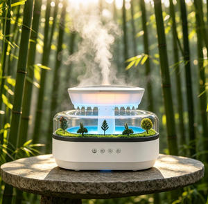 Diffuseur d'arômes à <span class=keywords><strong>bruit</strong></span> blanc effet <span class=keywords><strong>pluie</strong></span>, humidificateur ultrasonique portable mini paysage, veilleuse colorée, diffuseur d'huiles essentielles - Product Image 5