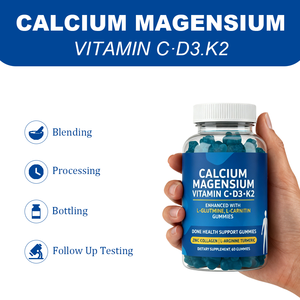 Calcium Magnesium <span class=keywords><strong>Vitamin</strong></span> C D3 K2 Gummibärchen <span class=keywords><strong>L</strong></span>-Glutamin <span class=keywords><strong>L</strong></span>-Carnitin 60 Stück Knochengesundheitsunterstützung für Frauen 2 Stück pro Portion OEM/ODM - Product Image 4