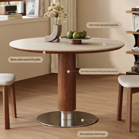 Table à manger ronde en pierre frittée, design Bauhaus moderne et minimaliste pour les petites maisons - Pieds en acier inoxydable durables