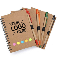 Bloc-notes autocollants écologiques en spirale, bloc-notes en papier kraft, mini carnet, bloc-notes personnalisés avec logo, bloc-notes avec stylo et notes autocollantes