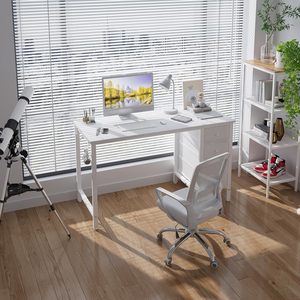 <strong>White</strong> Computer <strong>Desk</strong> with Drawers, 47" Reversible Writing <strong>Desk</strong> for Home Office Bedroom, Modern <strong>PC</strong> <strong>Desk</strong> with Fabric Drawers, <strong>White</strong> - Product Image 2