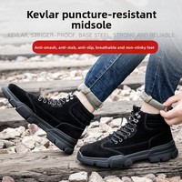 Chaussures de sécurité montantes en cuir de vachette pour hommes, à lacets avant, semelle extérieure en polyuréthane, pour chantiers et usage extérieur, résistantes à l'écrasement