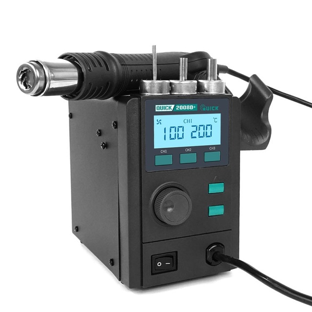 QUICK 2008D+ 220V 750W Hot Air Soldering Station LED Digital Display Soft Wind Hot Air Heat Gun SMD BGA Rework Station Tool