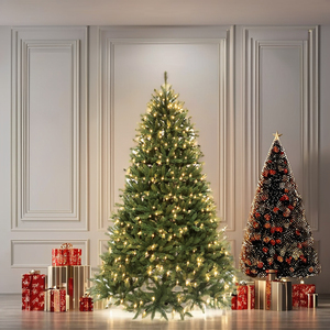 NUEVO Árbol de Navidad Artificial de PVC de Lujo con Luces LED Cálidas Automáticas, Decoración Navideña - Product Image 1