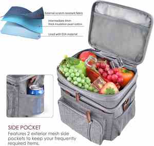 Lunch Bag Lunch Box Double Deck Leakproof Insulated Soft Large Adult Camping Cooler Bag for Work Beach Picnic Travel - Product Image 2