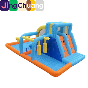 Château gonflable pour enfants avec double toboggan, pulvérisation d'<span class=keywords><strong>eau</strong></span>, trampoline intérieur et extérieur, grand trampoline à pendule avec <span class=keywords><strong>fil</strong></span> <span class=keywords><strong>de</strong></span> protection - Product Image 2