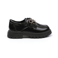 Chaussures habillées pour enfants Little Big Kids, noires mates, à double boucle, avec soutien de la voûte plantaire, pour le campus et l'école, directement du fabricant