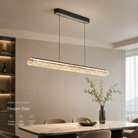 Suspension LED Linéaire Moderne Effet Cristal Fissuré Texture Glace Brisée 86W pour Salle à Manger Cuisine Bureau 10-18 ㎡