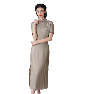 2025 Tang Dynasty Love interwoven Silk cheongsam Mula high-end ใหม่<span class=keywords><strong>ชุด</strong></span>ฤดูร้อนสไตล์<span class=keywords><strong>จีน</strong></span>สำหรับผู้หญิงสวมใส่ทุกวันด้วยเงิน - Product Image 6