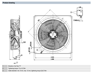พัดลมแกน AC ขนาด 500 มม. รุ่น ebm-papst W4D500-GM01-03/F01 สำหรับระบบระบายความร้อนอุตสาหกรรม HVAC และระบบคอนเดนเซอร์ - Product Image 2