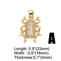 ASJEWELRY Pendentif abeille en émail noir et blanc pour collier, en cuivre plaqué or, avec cristal blanc, fournitures de fabrication de bijoux pdta875