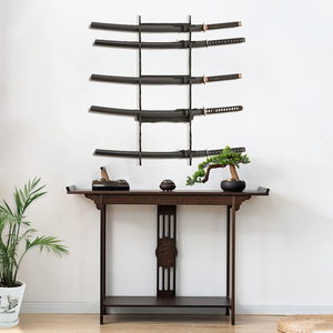 Support d'épée de samouraï noir pour <span class=keywords><strong>Katana</strong></span> Wakizashi épée flûte cannes à pêche support mural à 8 niveaux support d'épée d'affichage mural - Product Image 2