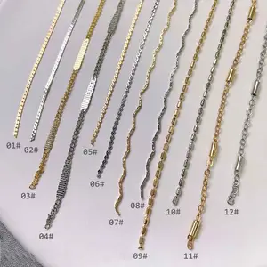 12 stil şeritleri 50cm Glitter tırnak sanat tasarım zincirleri Metal Punk tırnak çiviler takı aksesuar çivi kaynağı kadınlar için DIY manikür