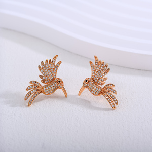 14K18K altın kaplama uçan kuş kolye ve yüzük düğün taraflar nişan için özelleştirilebilir pirinç takı zirkon fabrika - Product Image 4