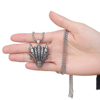 Bague Dragon Tendance Rétro, Anneau Ouvert Ajustable, Collier Pendentif Œil de Dragon pour Femmes, Filles et Hommes, Bijoux en Acier Inoxydable
