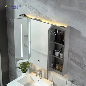Armadietto a specchio per medicinali da bagno a LED di lusso con antiappannamento in alluminio dal Design moderno professionale