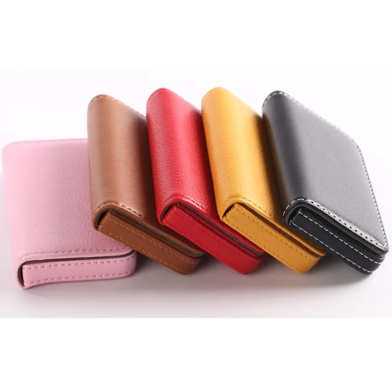 PU Leather Business Card Holder ID Credit Card Case Magnetic Shut Card Box