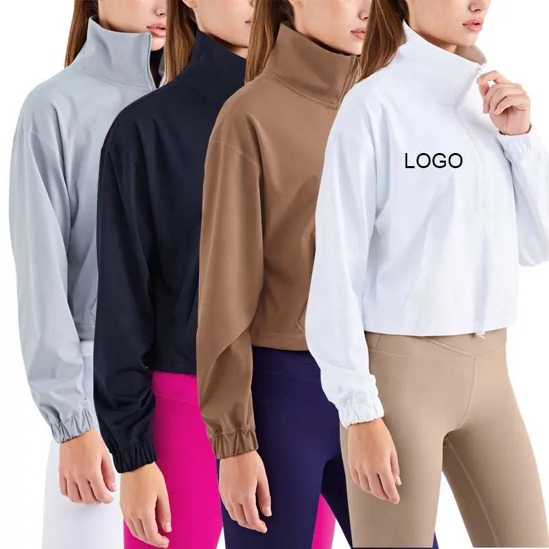 OEM high quality thickened yoga jacket top women's turtleneck half zipper casual sports fitness yaga sweatshirt custom logo