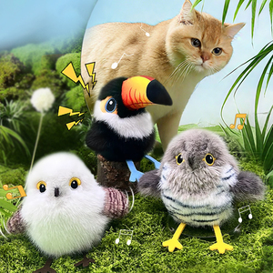 Shake Bird Electric Cat Toy-Sound-producer realistico uccello che intrattiene automaticamente il bastoncino di gatto svolazzante piccolo grasso - Product Image 2