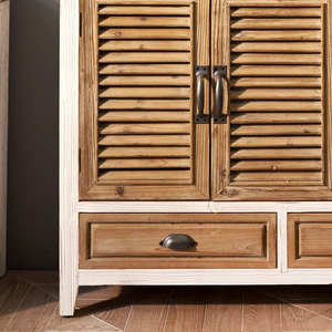 Chinese <b>Rustic</b> Shutter Door Design Solid Wood Furniture Kitchen Dining Room 3 Drawer Storage <b>Cabinet</b> - Product Image 6