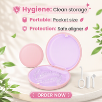 Étui de Rétention Orthodontique Portable en Plastique Personnalisé de Bonne Qualité, Rose, Mignon, Ultra Fin, pour Aligners Dentaires