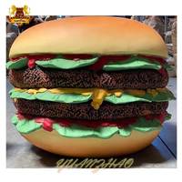 Sculpture de hamburger géant en résine décorative, taille réelle, statue de hamburger en fibre de verre